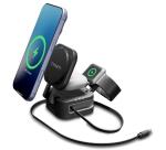 Caricabatterie wireless pieghevole 3 in 1 con cavo retrattile