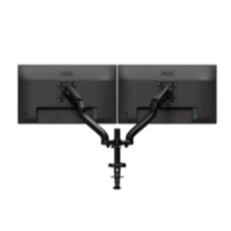 AOC AD110DX DUAL MONITOR ARM WITH USB HUB. UNIVERSAL DUAL DESK-MOUNT  ARM WITH ALUMINUM APPEARANCE AND GAS SYSTEM  SUPPORTING MONITORS UP TO