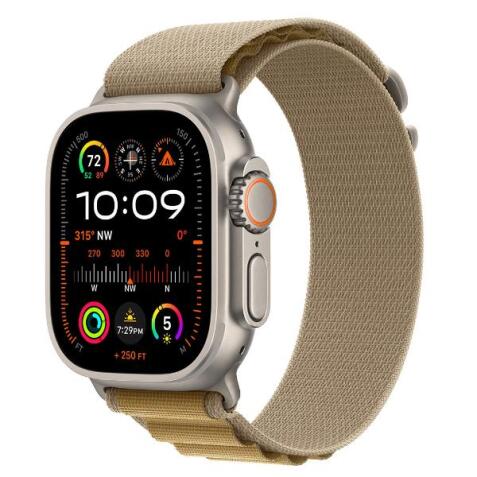 Apple Watch Ultra 2 GPS + Cellular, Cassa 49 mm in titanio naturale con Alpine Loop Sahara - Large