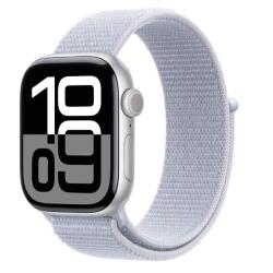 Apple Watch Series 10 Serie 10 GPS 42mm Cassa in Alluminio Color Argento con Blu tempesta Sport Loop
