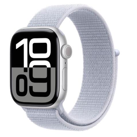 Apple Watch Series 10 Serie 10 GPS 42mm Cassa in Alluminio Color Argento con Blu tempesta Sport Loop