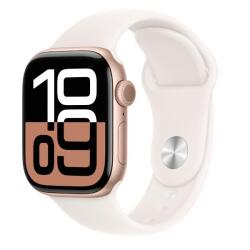Apple Watch Series 10 GPS, Cassa 42 mm in alluminio color oro rosa con Cinturino Sport rosa fard - M/L