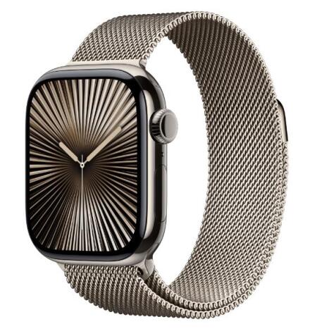 Apple Watch Series 10 GPS + Cellular, Cassa 42 mm in titanio naturale con Loop in maglia milanese naturale