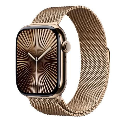 AW S10 GPS + Cellular 46mm Gold Titanium Case with Gold Milanese Loop - M/L