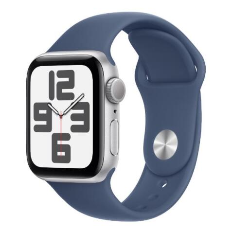 Apple Watch SE GPS, Cassa 40 mm in alluminio color argento con Cinturino Sport denim - M/L