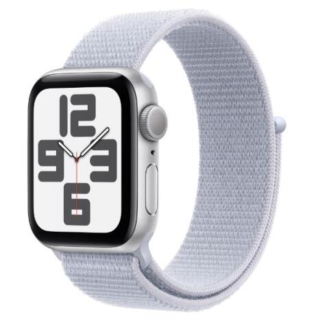 Apple Watch SE GPS, Cassa 40 mm in alluminio color argento con Sport Loop nuvola azzurra
