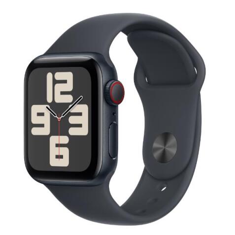 Apple Watch SE GPS + Cellular, Cassa 40 mm in alluminio mezzanotte con Cinturino Sport mezzanotte - S/M