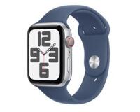 Apple Watch SE (GPS + Cellular) - Caja de aluminio plata de 44 mm - Correa deportiva azul denim - Talla M/L