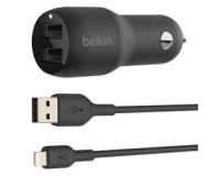 Cargador coche doble USB-A + cable lightning