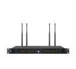 RICEVITORE UHF A RACK CON 4 CANALI                                    4 CANALI  4 USCITE BILANCIATE + 1 USCITA MIXATA.