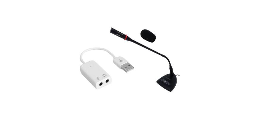 Kit Microfono da tavolo DESK-100 + Scheda Audio USB