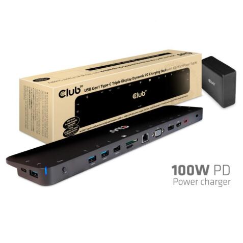 USB  C Universal Triple Dock including 100 Watt Power supply