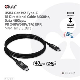 USB4 Gen3x2 Type-C Bi-Directional USB-IF Certified Cable 8K60Hz  Data 40Gbps  PD 240W(48V/5A) EPR M/M 1m / 3.28ft