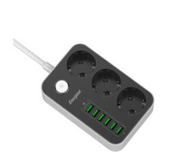 MULTIPRESA 3 SCHUKO + 6 USB BIANCA/NERA