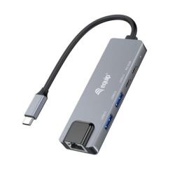 EQUIP - ADATTATORE MULTIFUNZIONALE 5 in 1 USB 3.2 Gen 1, 2,5GbE, 2x USB-A, 1x USB-C, USB-C, 100W USB PD, Alluminio