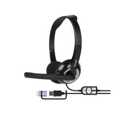 Cuffia Stereo con Microfono  connessione USB-A + USB-C adapter