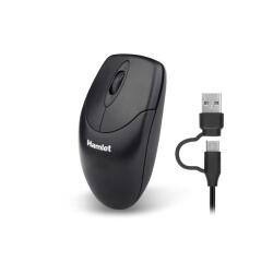 XMICEU2-CA MOUSE DOPPIA CONNESSIONE USB-C + USB-A 1000dpi + 3 TASTI SCROLL