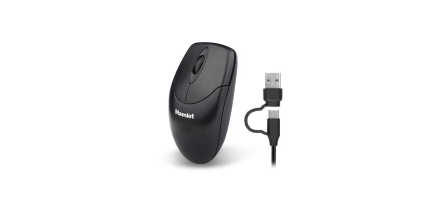 XMICEU2-CA MOUSE DOPPIA CONNESSIONE USB-C + USB-A 1000dpi + 3 TASTI SCROLL