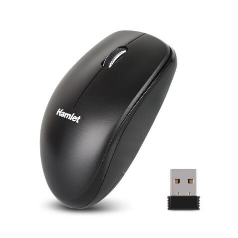 MOUSE WIRELESS 2.4GHZ 1000DPI 3 TASTI + SCROLL - BATT STILO           DESIGN NERO AMBIDESTRO E RICEVITORE NANO  IN DOTAZIONE