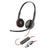 Poly Blackwire 3220 Stereo USB-C Headset +USB-C/A Adapter