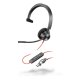 Poly Blackwire 3310 Monaural Microsoft Teams Certified USB-C Headset +USB-C/A Adapter