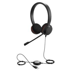 JABRA EVOLVE 20 UC DUO USB  CANCELLAZIONE DI RUMORE  CONNETTIVITÀ USB CON TASTO  MUTE   COPRIAURICOLARI IN GOMMAPIUMA