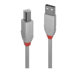 Lindy 3m USB 2.0 Type A to B Cable, Anthra Line, grey