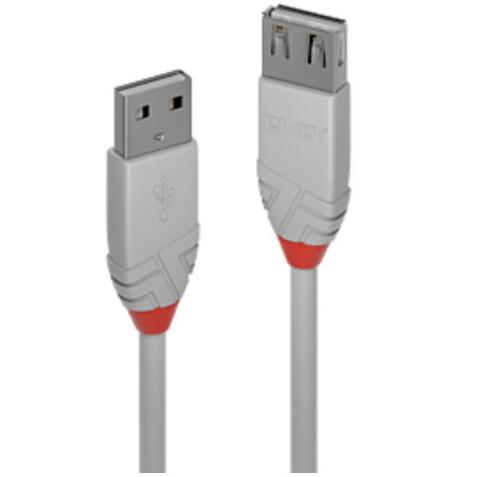 Prolunga USB 2.0 Tipo A Anthra Line, Grigio, 1m