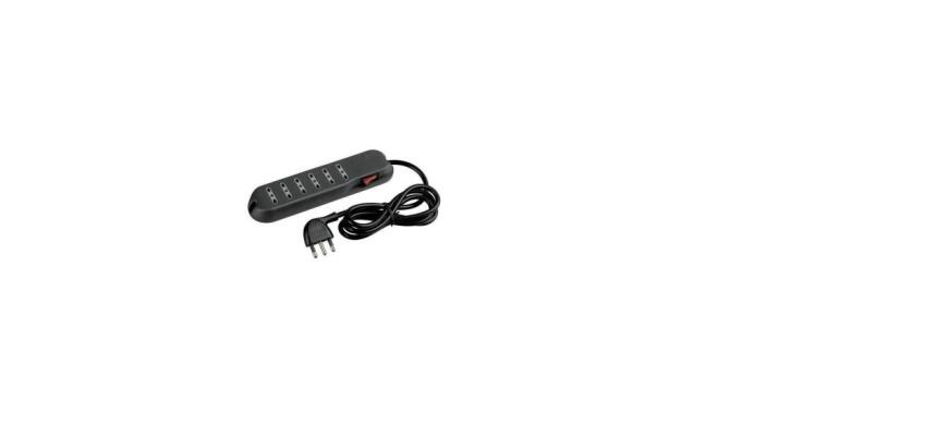 MULTIPRESA SLIM6 - 6 PRESE BIPASSO 10/16A  - INTERRUTTORE LUMINOSO -  CON CAVO SPINA 16A- ANTRACITE -