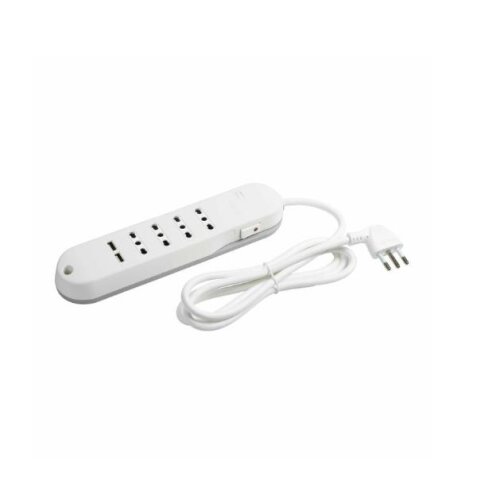 Multipresa SLIM - 4 prese 10/16A-2 USB-interruttore SAFE bianco