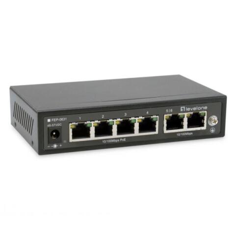 LEVELONE FEP-0631 - SWITCH 6-PORTE 10/100 POE 802.3at/af 60W 250m
