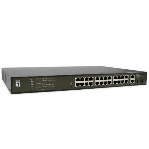 LEVELONE GEP-2821 - SWITCH 28-PORTE UNMANAGED GIGABIT POE, 390W, 24x PoE, 2x Gigabit RJ45, 2x Gigabit SFP, 802.3at/af PoE