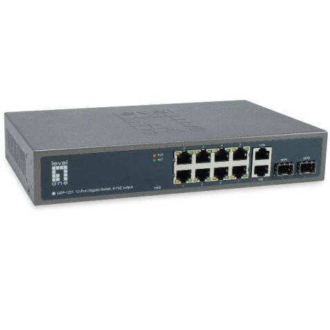 LEVELONE GEP-1221 - SWITCH 12-PORTE GIGAGIT POE 150W, IEEE 802.3af/at, (10-ports Gigabit + 2 SFP)