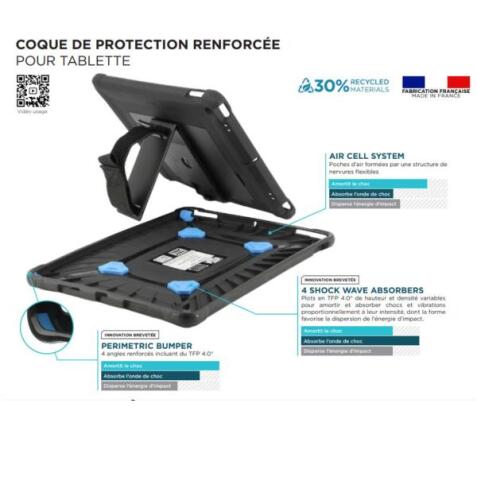 PROTECH STARTER Pack FR - Tablet Case for Galaxy Tab Active 3   8   + rotative tripod - Kraft box S