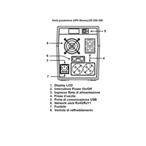 NEMOLCD - LINE INTERACTIVE CON DISPLAY LCD E USB 2000 VA 900 W 2 IEC + 2 SHUKO