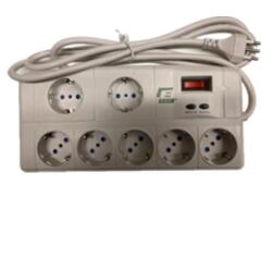 MULTIPRESA 7 PRESE SCHUKO/ITA CON FILTRO SOVRATENSIONI E INTERR.LUMINOSO  CAVO SPINA 10A BIANCA