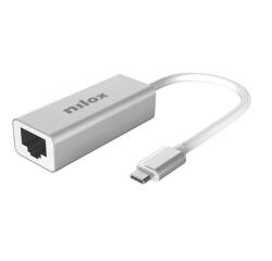 NILOX TECH - Adattatore con connettore USB-C a connettore RJ45 , velocità fino a 1000 Mbps, compatibile con cavi di rete CAT5E/6