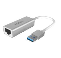 NILOX TECH - Adattatore con connettore USB-A a connettore RJ45, compatibile con cavi di rete CAT5E/6, velocità fino a 1000 Mbps (Gigabit)