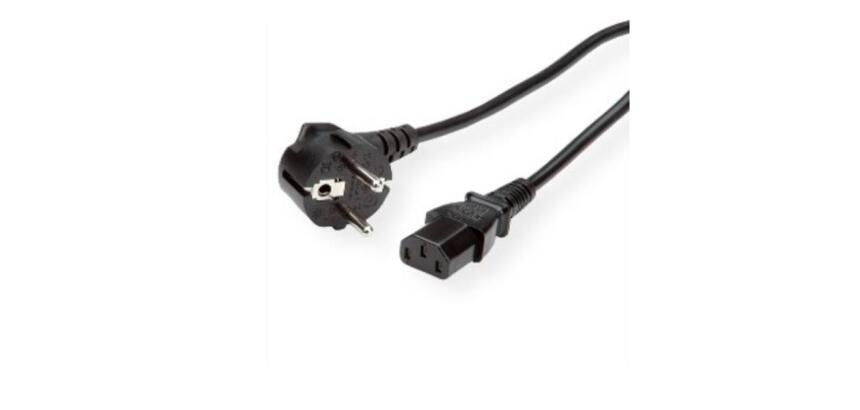 NILOX TECH - Cavo con spina di sicurezza angolata a 90° con connettore CEE 7/7 a connettore IEC C13, maschio a femmina, lunghezza cavo 3 mt