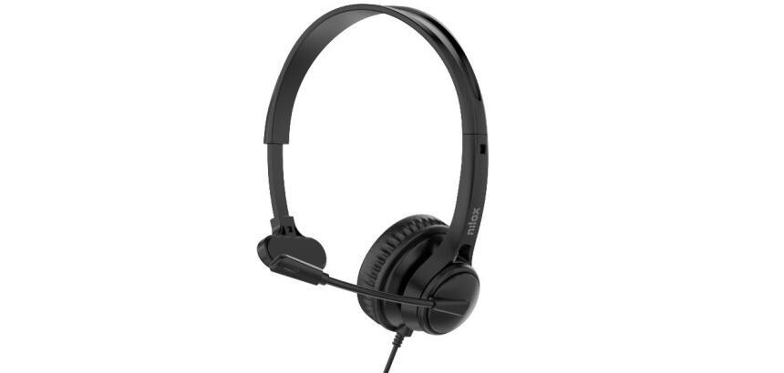 NXAUCMON01 - Cuffia Mono professionale con tecnologia ENC, controlli sul cavo, porta USB-C e adattatore USB-A, lunghezza cavo 2 metri, microfono regolabile
