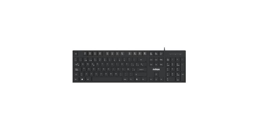 NILOX TECH - Tastiera con connessione USB-A, lunghezza cavo 1.5 mt, 105 tasti, 12 multimediali, layout italiano, tasti con trattamento laser anti usura