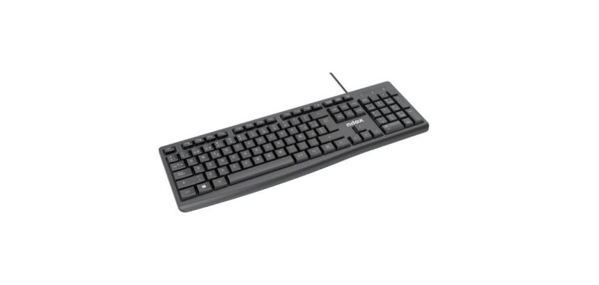 NILOX TECH - Tastiera con connessione USB-A, lunghezza cavo 1.5 mt, 105 tasti, 12 multimediali, layout italiano, tasti con trattamento laser anti usura