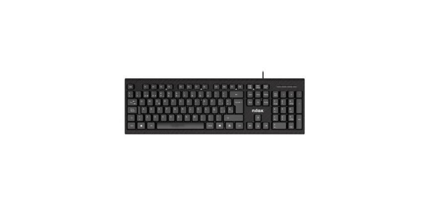 NILOX TECH - Tastiera con connessione USB-A, lunghezza cavo 1.5 mt, 105 tasti, layout italiano, tasti con trattamento laser anti usura
