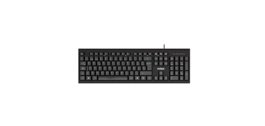 NILOX TECH - Tastiera con connessione USB-A, lunghezza cavo 1.5 mt, 105 tasti, layout italiano, tasti con trattamento laser anti usura