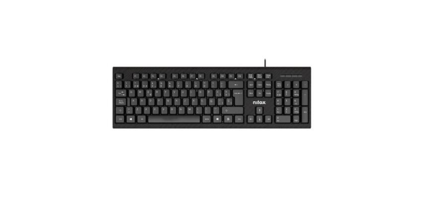NILOX TECH - Kit Tastiera, connessione USB-A, lunghezza cavo 1.5 mt + Mouse ottico, 1200DPI, connessione USB-A, lunghezza cavo 1.5 mt, 3 tasti