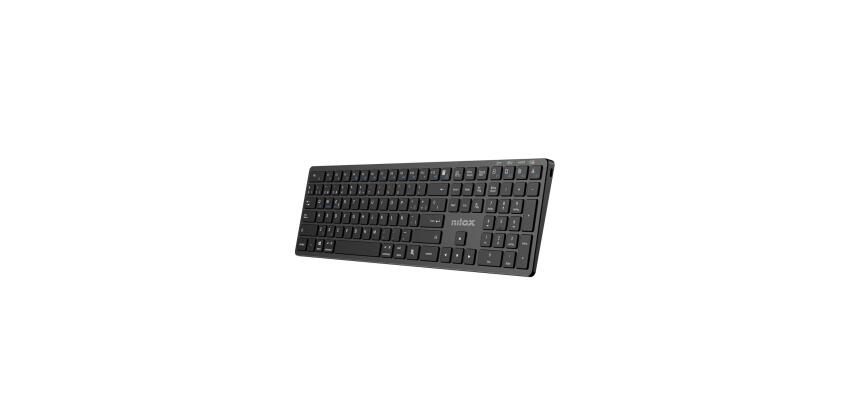 NILOX TECH - Tastiera connessione wireless DUAL (BT 5.2 e Dongle 2.4GHZ), ricaricabile tramite porta USB-C, cavo incluso, 110 tasti, layout italiano, connessione simultanea