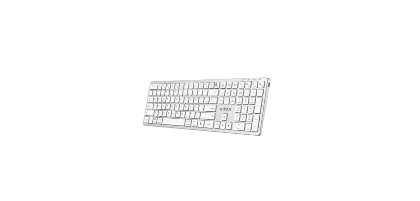 NILOX TECH - Tastiera connessione wireless DUAL (BT 5.2 e Dongle 2.4GHZ), ricaricabile tramite porta USB-C, cavo incluso, 110 tasti, layout italiano, connessione simultanea