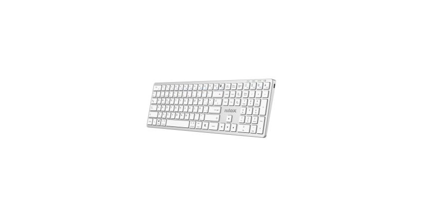 NILOX TECH - Tastiera connessione wireless DUAL (BT 5.2 e Dongle 2.4GHZ), ricaricabile tramite porta USB-C, cavo incluso, 110 tasti, layout italiano, connessione simultanea