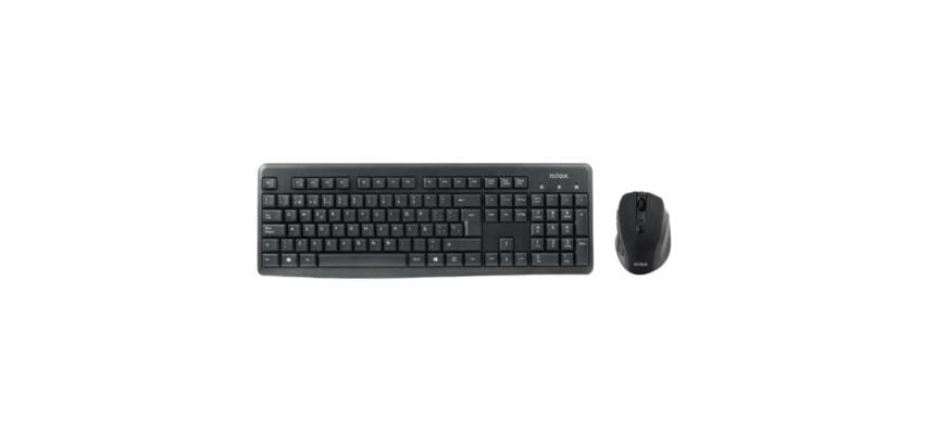 NILOX TECH - Kit Tastiera connessione wireless, 105 tasti, layout italiano + Mouse 1000DPI, connessione wireless 2.4 Ghz, 3 tasti