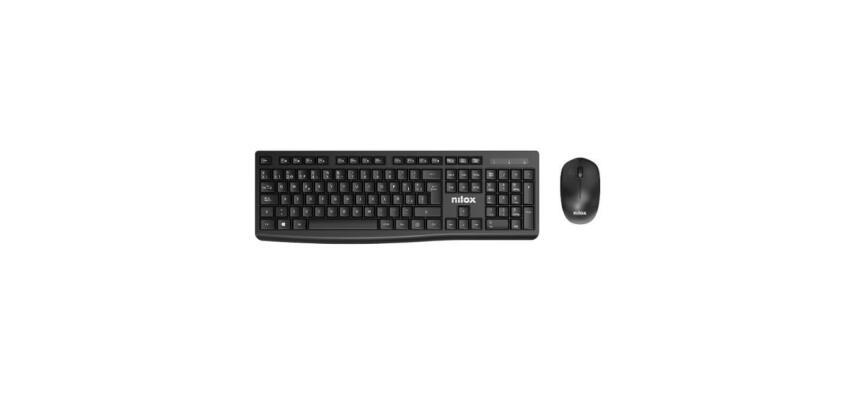 NILOX TECH - Kit Tastiera connessione wireless, 105 tasti, layout italiano + Mouse 1600DPI, connessione wireless 2.4 Ghz, 3 tasti